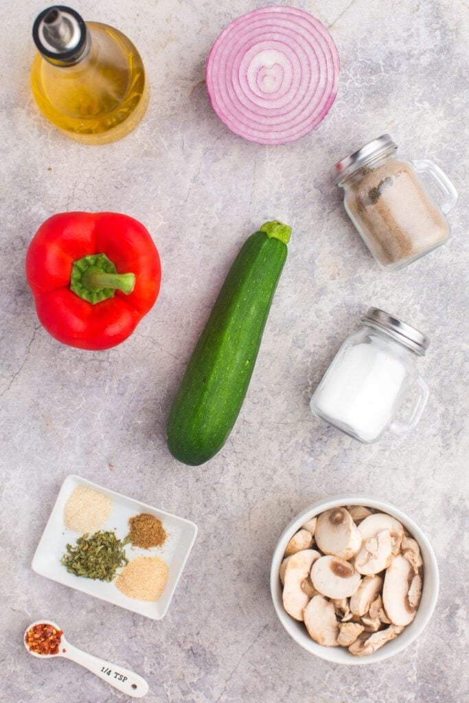 Ingredients needed to make air fryer vegetables.