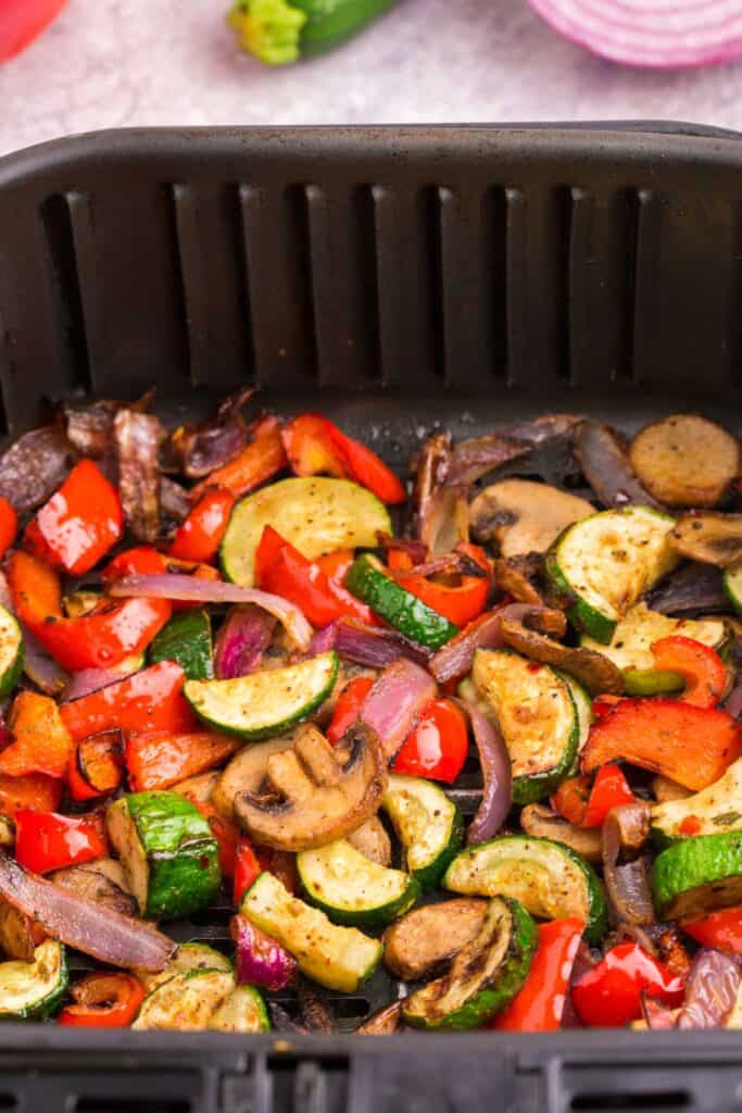Cooked vegetables in the air fryer.