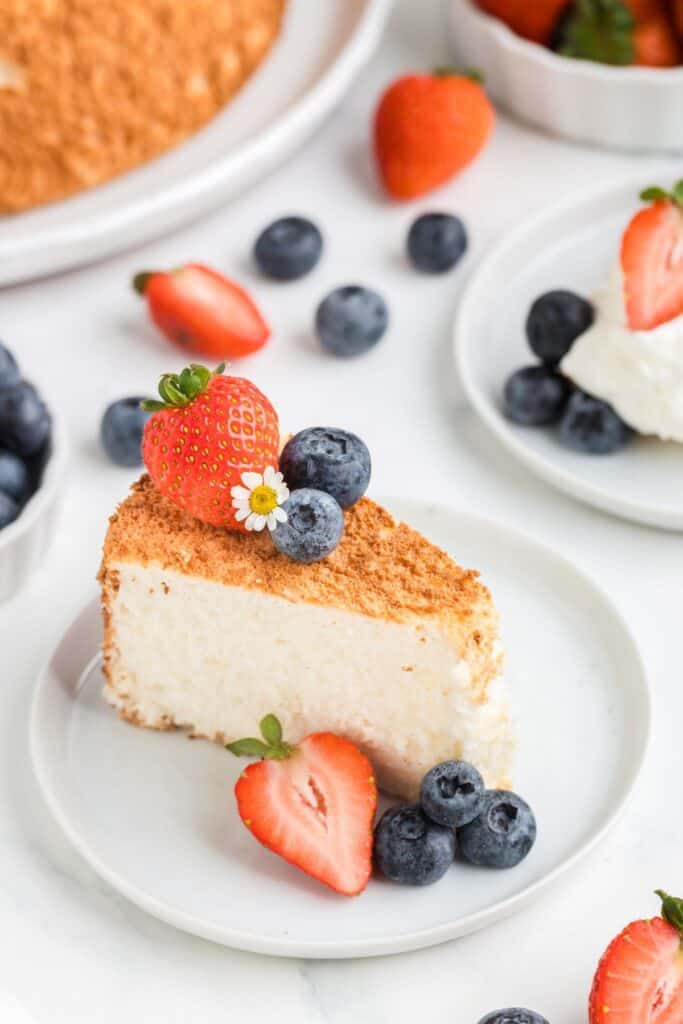 a slice of easy angel food cake recipe