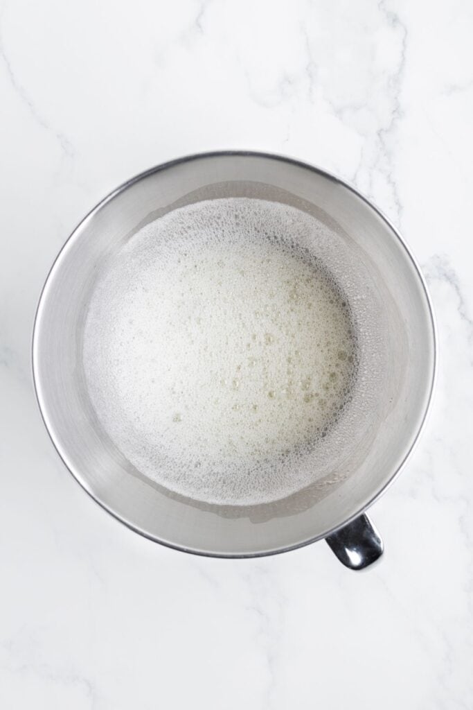 whipped egg whites in a bowl 