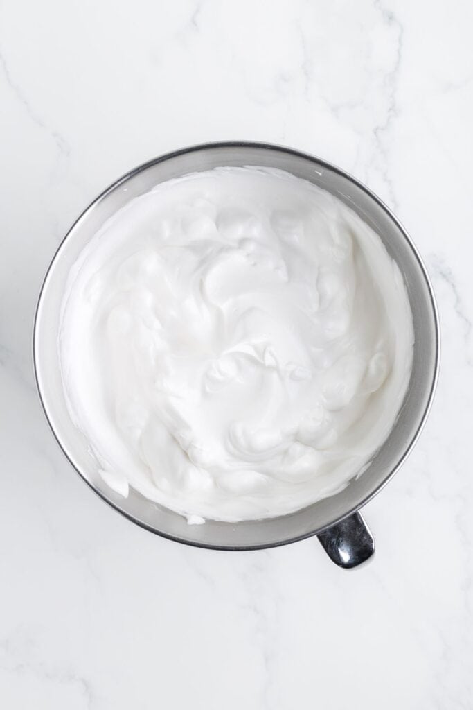 egg whites whipped with sugar into stiff peaks