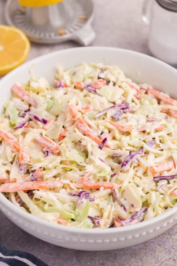 traditional coleslaw tossed in creamy dressing 