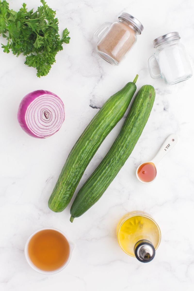 ingredients needed to make cucumber onion salad