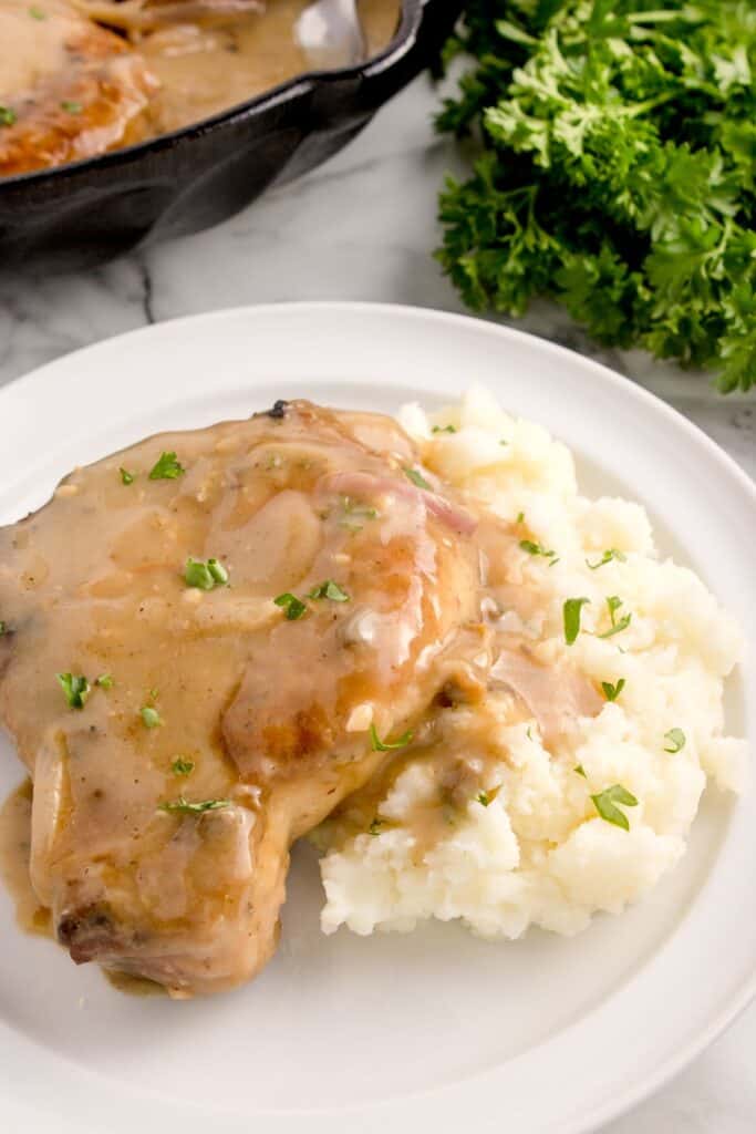 seared boneless pork with cream of mushroom soup