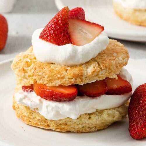 close up of strawberry shortcake