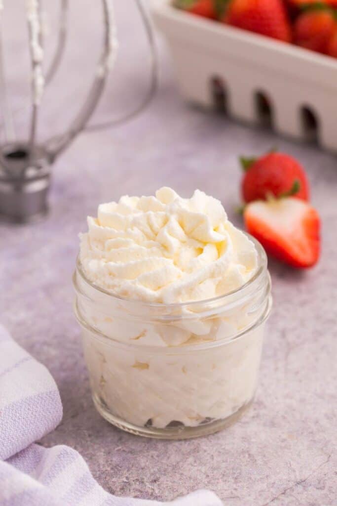 fresh whipped cream in a mason jar