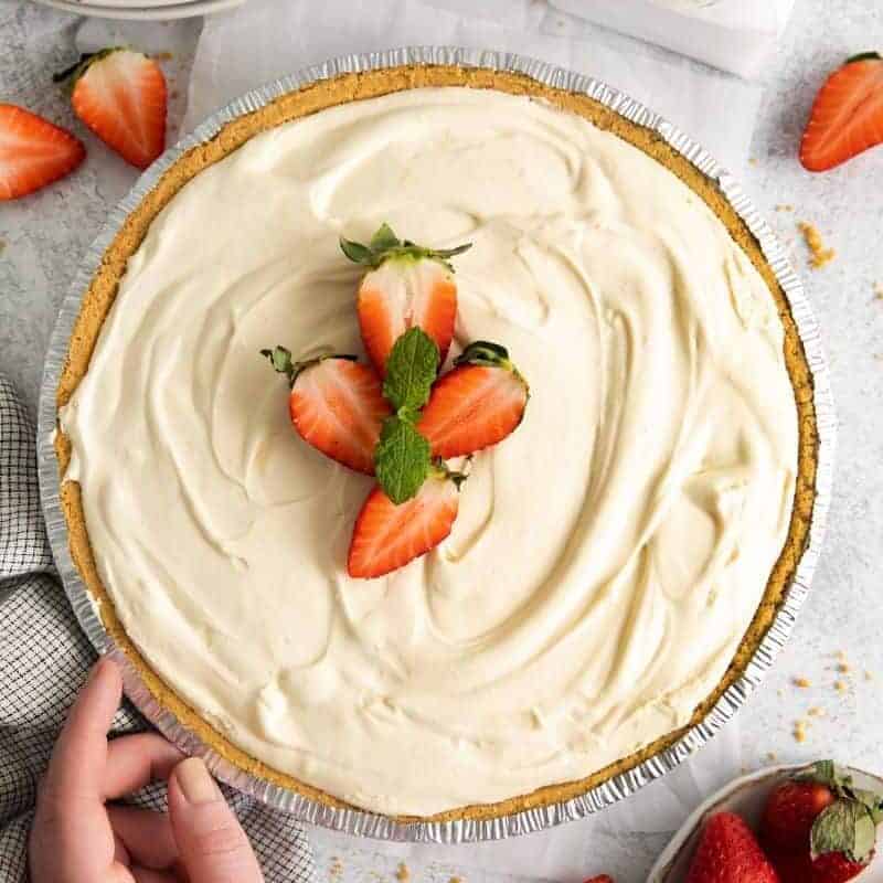 cheesecake with strawberries on top