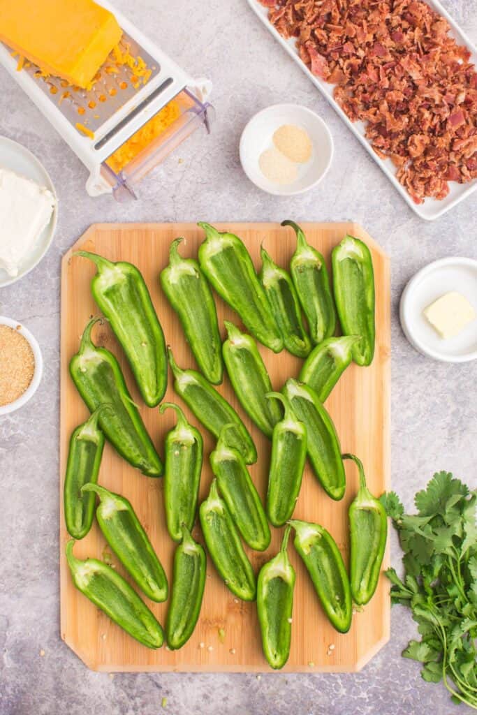 sliced jalapeno peppers with seeds scooped out