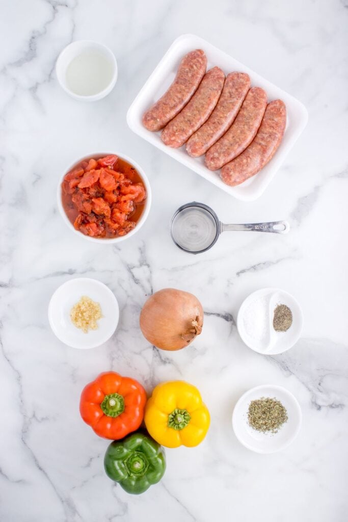 ingredients needed to make sausage and peppers 