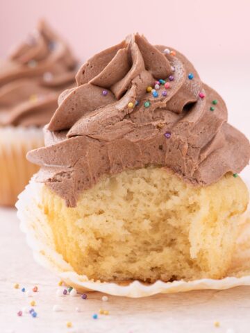 Moist Vanilla Cupcakes from Scratch