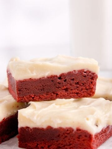 red velvet brownies made with cocoa powder
