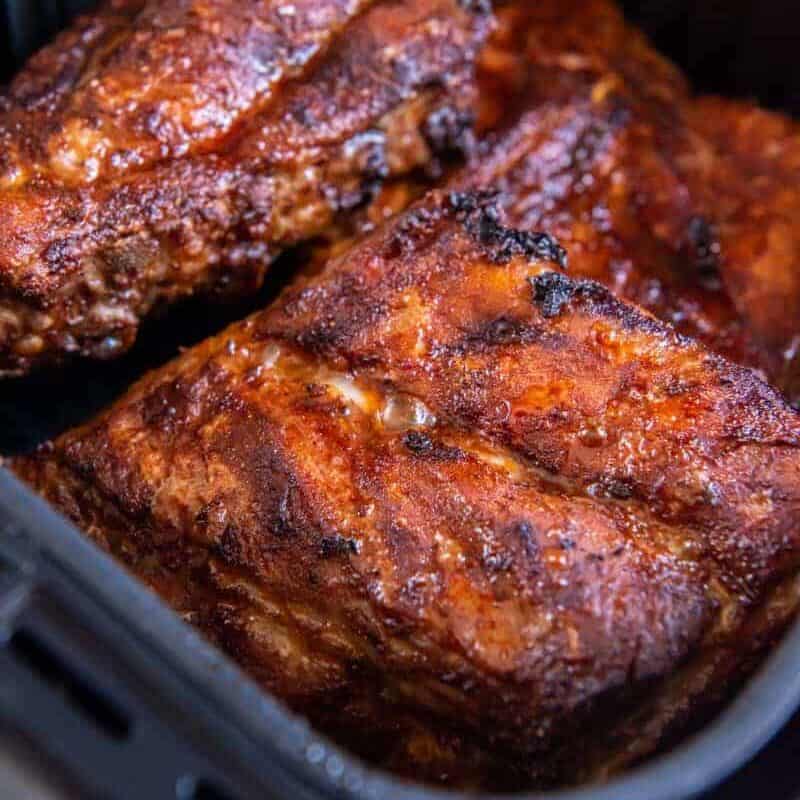 air fried baby back ribs in basket