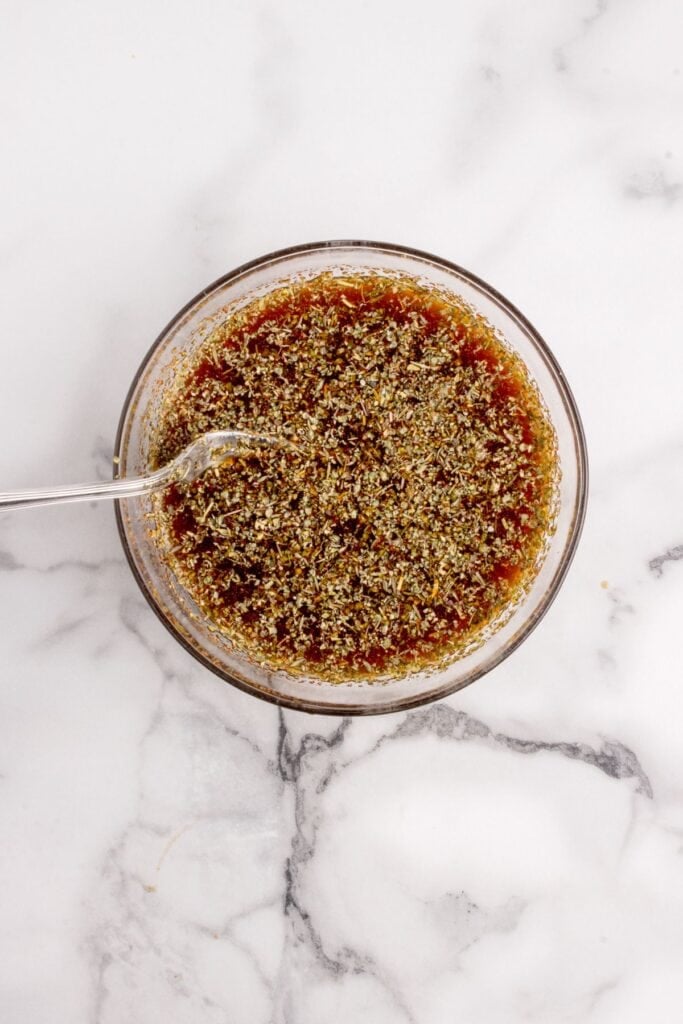 Combine cooking liquid with spices to pour into the crock pot.