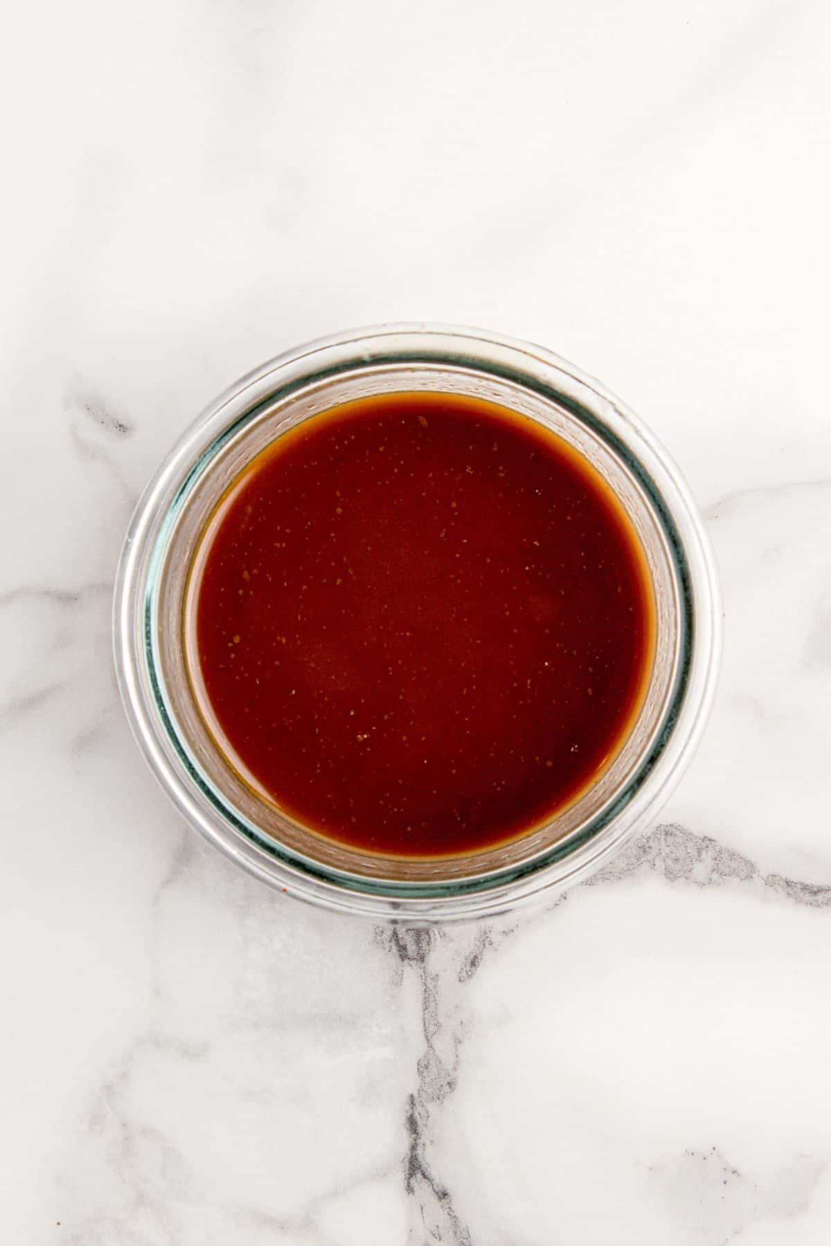 Stir fry sauce in a glass bowl.