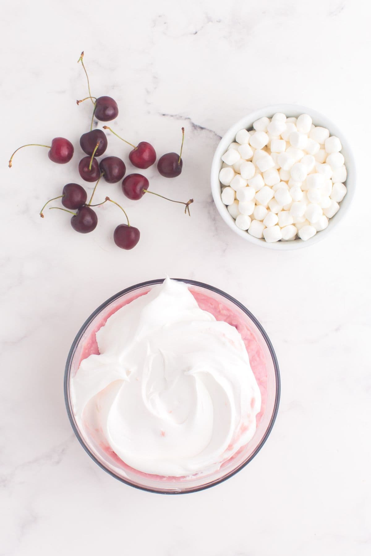 Cool Whip added to the cherry mixture.