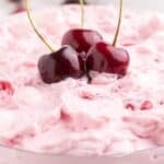cherry fluff in a glass bowl.
