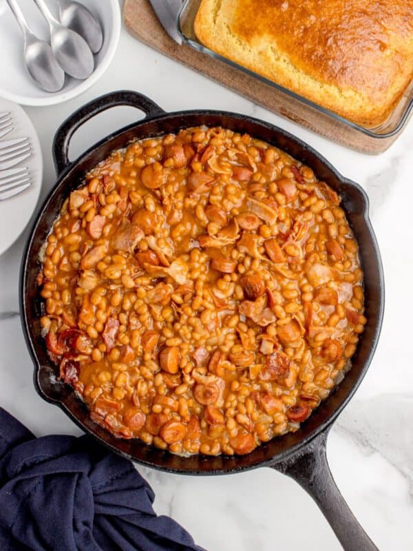 Completed beanie weenies all in one skillet.